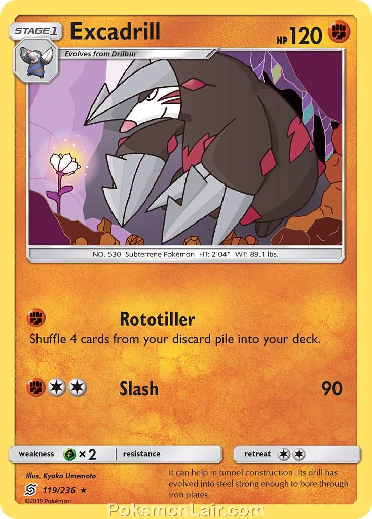 2019 Pokemon Trading Card Game Unified Minds Price List – 119 Excadrill