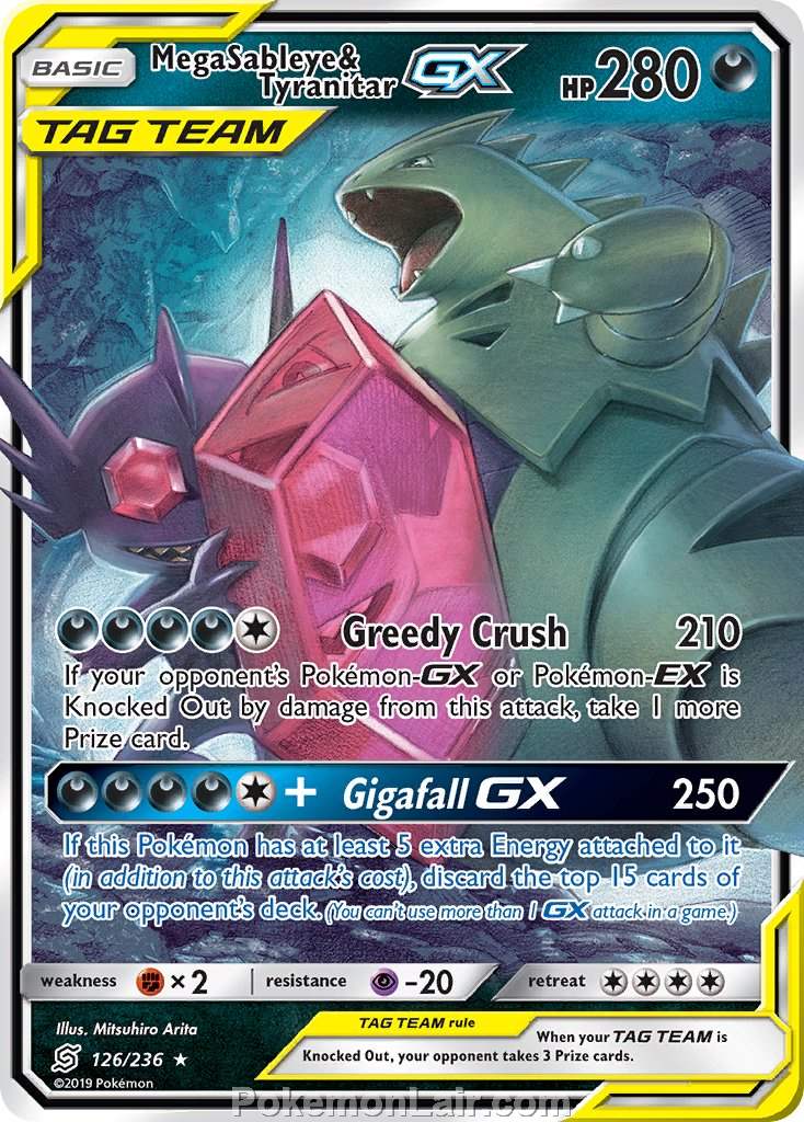 2019 Pokemon Trading Card Game Unified Minds Price List – 126 Mega Sableye Tyranitar GX