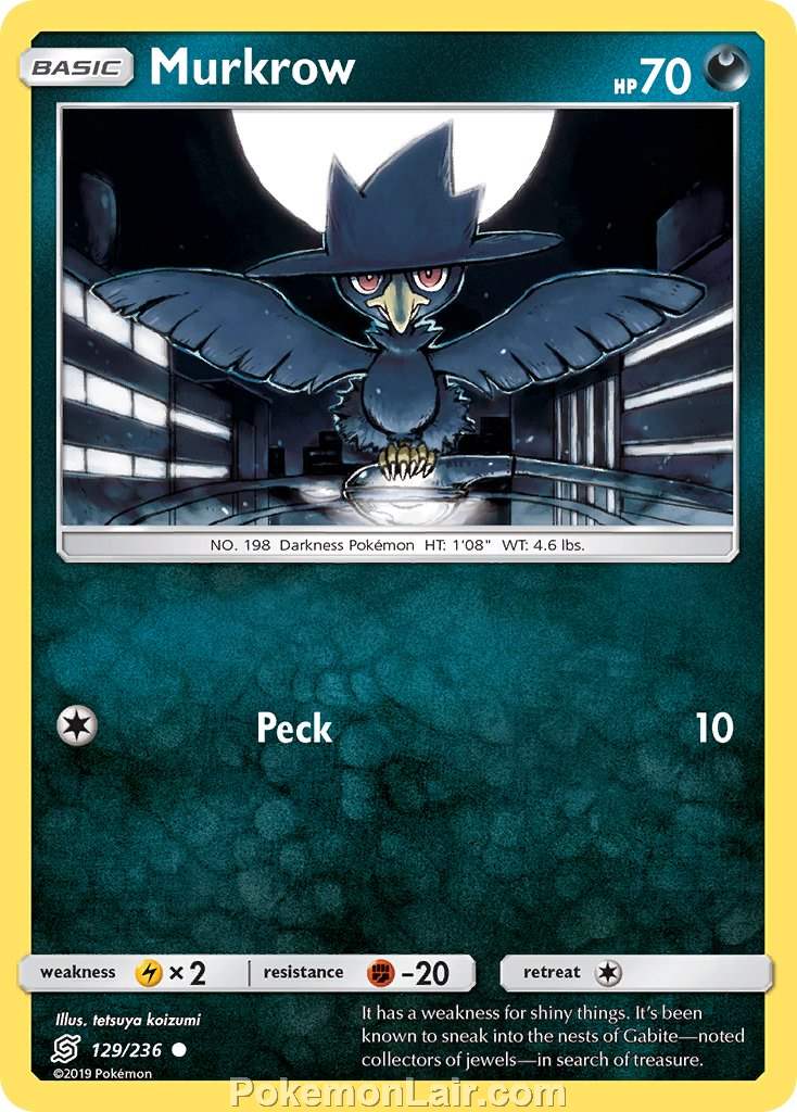 2019 Pokemon Trading Card Game Unified Minds Price List – 129 Murkrow