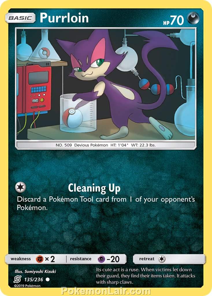 2019 Pokemon Trading Card Game Unified Minds Price List – 135 Purrloin