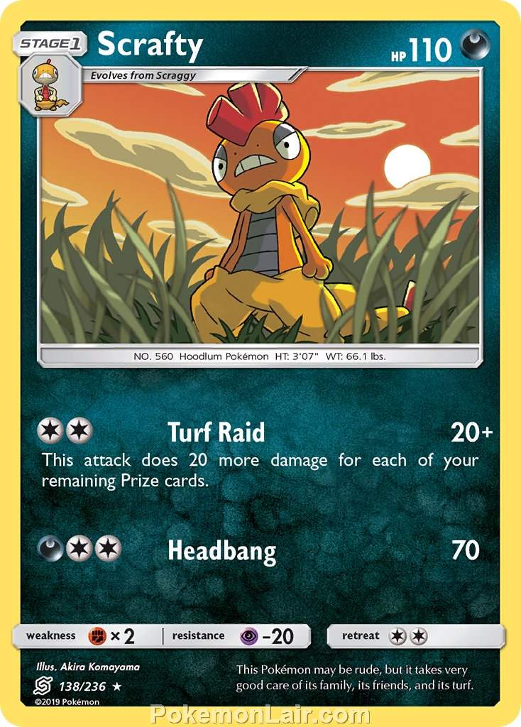 2019 Pokemon Trading Card Game Unified Minds Price List – 138 Scrafty