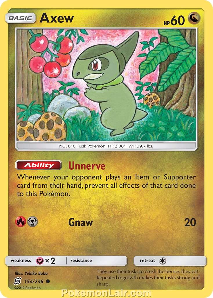 2019 Pokemon Trading Card Game Unified Minds Price List – 154 Axew