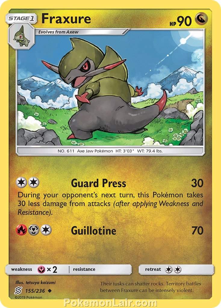 2019 Pokemon Trading Card Game Unified Minds Price List – 155 Fraxure