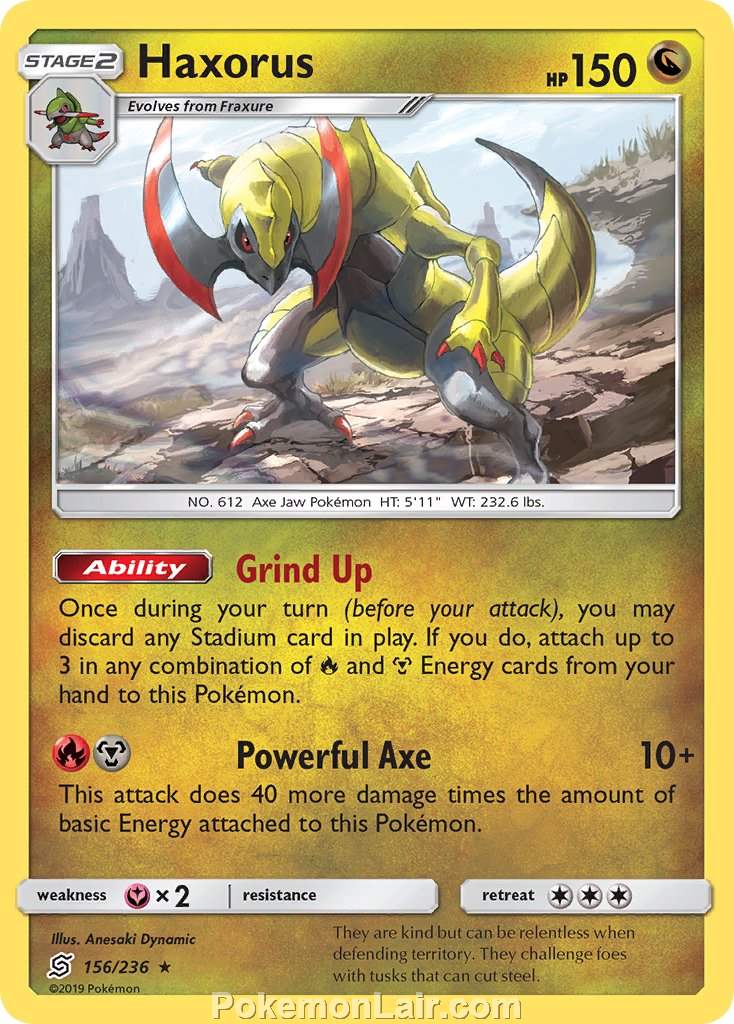 2019 Pokemon Trading Card Game Unified Minds Price List – 156 Haxorus
