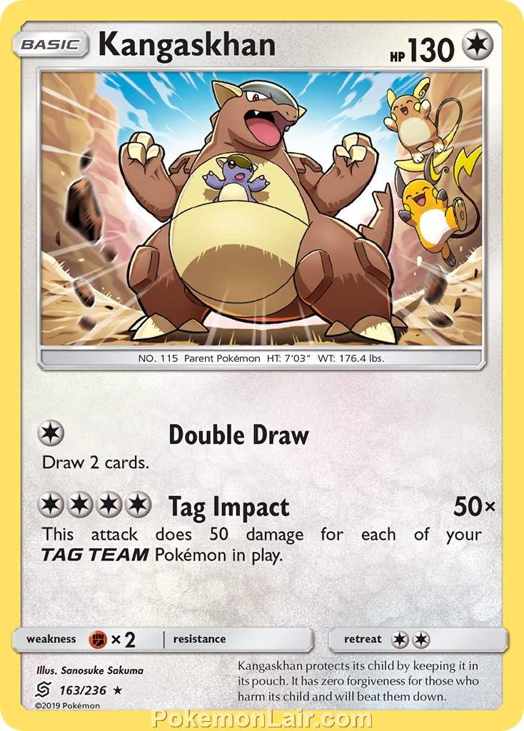 2019 Pokemon Trading Card Game Unified Minds Price List – 163 Kangaskhan