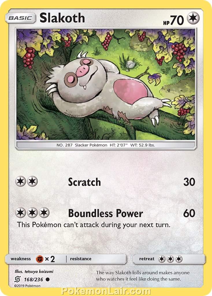 2019 Pokemon Trading Card Game Unified Minds Price List – 168 Slakoth