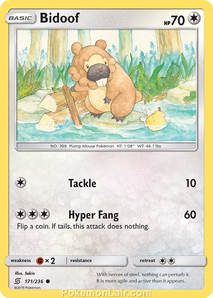 2019 Pokemon Trading Card Game Unified Minds Price List – 171 Bidoof