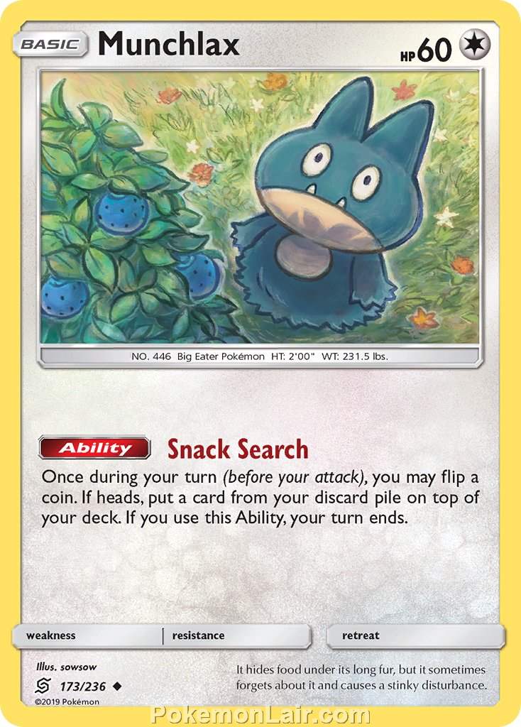 2019 Pokemon Trading Card Game Unified Minds Price List – 173 Munchlax
