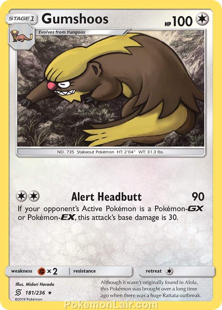 2019 Pokemon Trading Card Game Unified Minds Price List – 181 Gumshoos