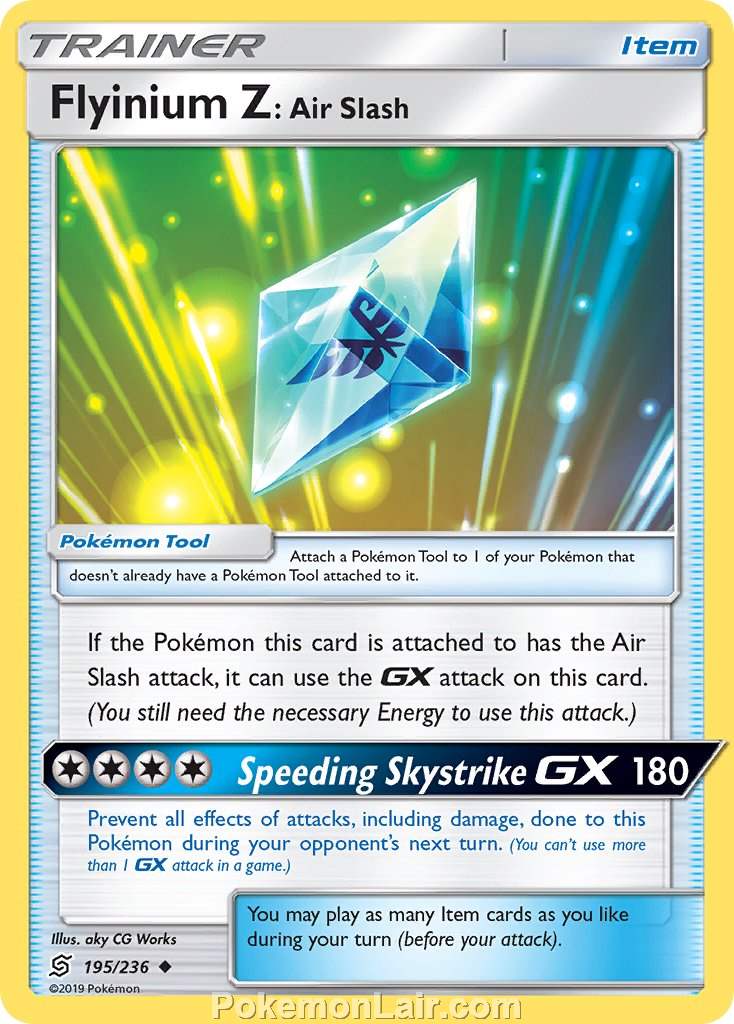 2019 Pokemon Trading Card Game Unified Minds Price List – 195 Flyinium Z Air Slash