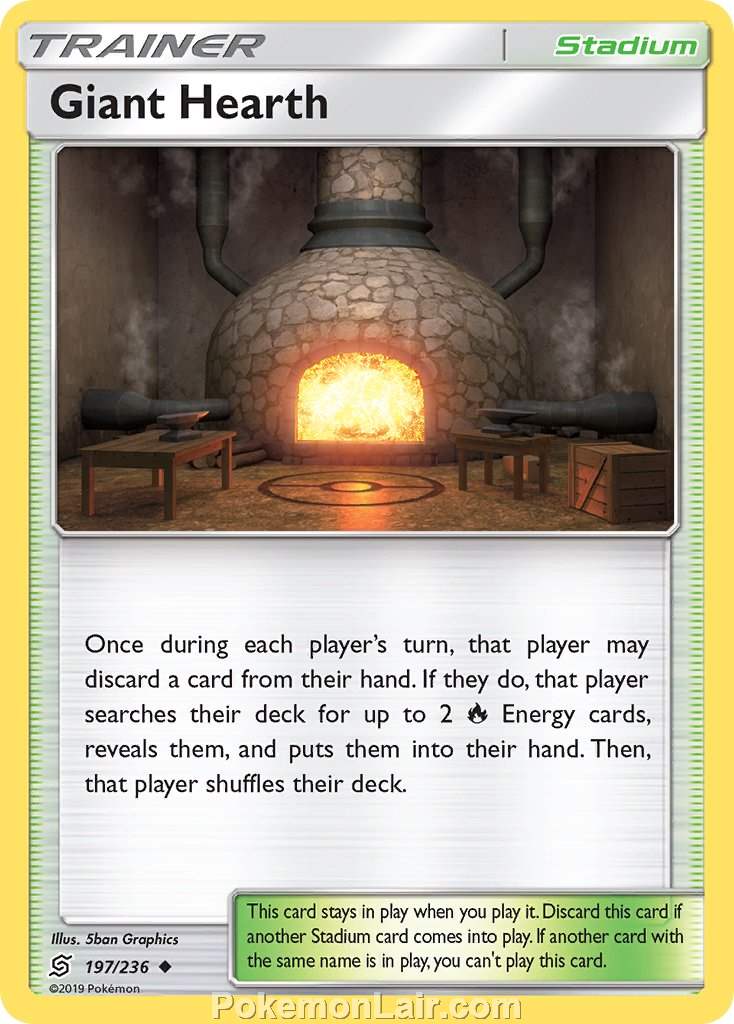 2019 Pokemon Trading Card Game Unified Minds Price List – 197 Giant Hearth