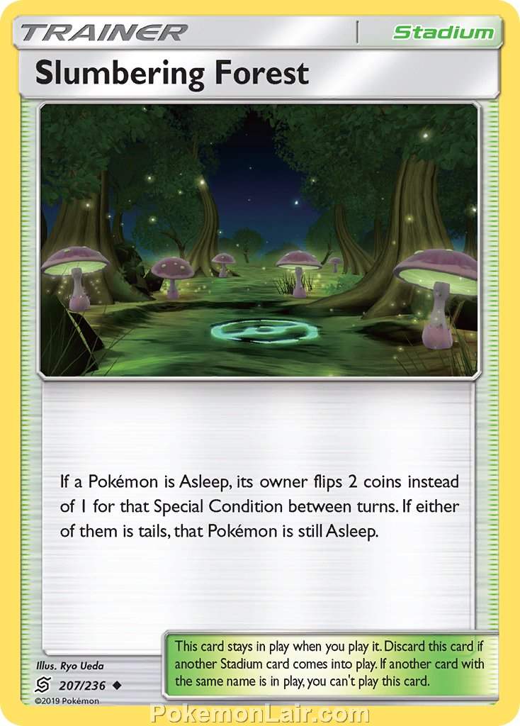 2019 Pokemon Trading Card Game Unified Minds Price List – 207 Slumbering Forest