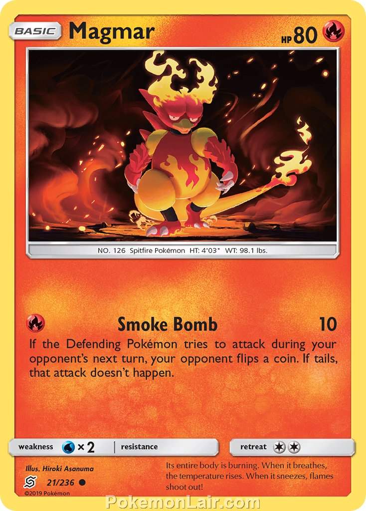 2019 Pokemon Trading Card Game Unified Minds Price List – 21 Magmar
