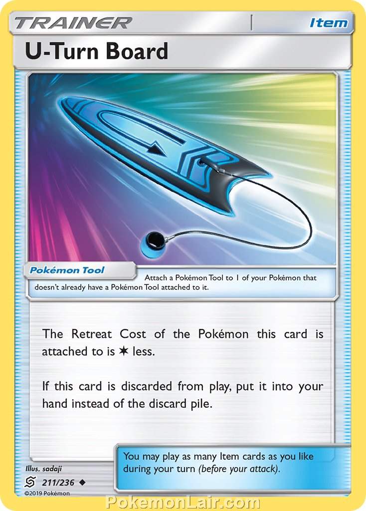 2019 Pokemon Trading Card Game Unified Minds Price List – 211 U Turn Board