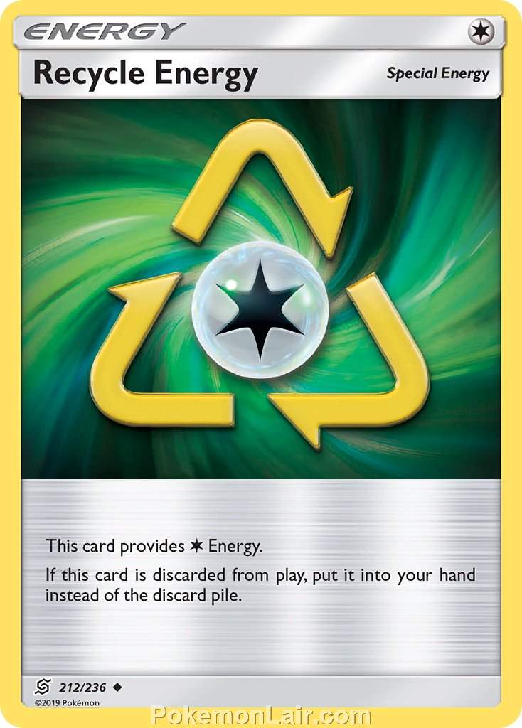 2019 Pokemon Trading Card Game Unified Minds Price List – 212 Recycle Energy
