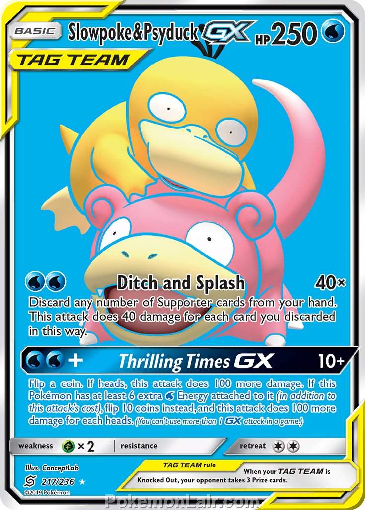 2019 Pokemon Trading Card Game Unified Minds Price List – 217 Slowpoke Psyduck GX