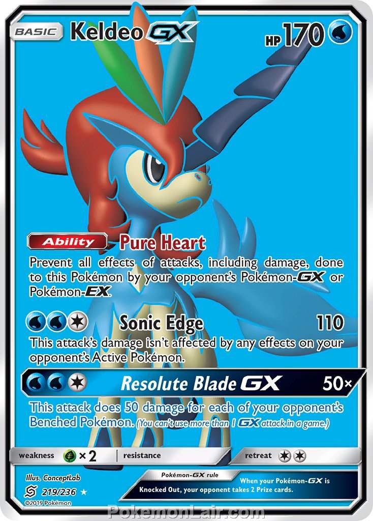 2019 Pokemon Trading Card Game Unified Minds Price List – 219 Keldeo GX