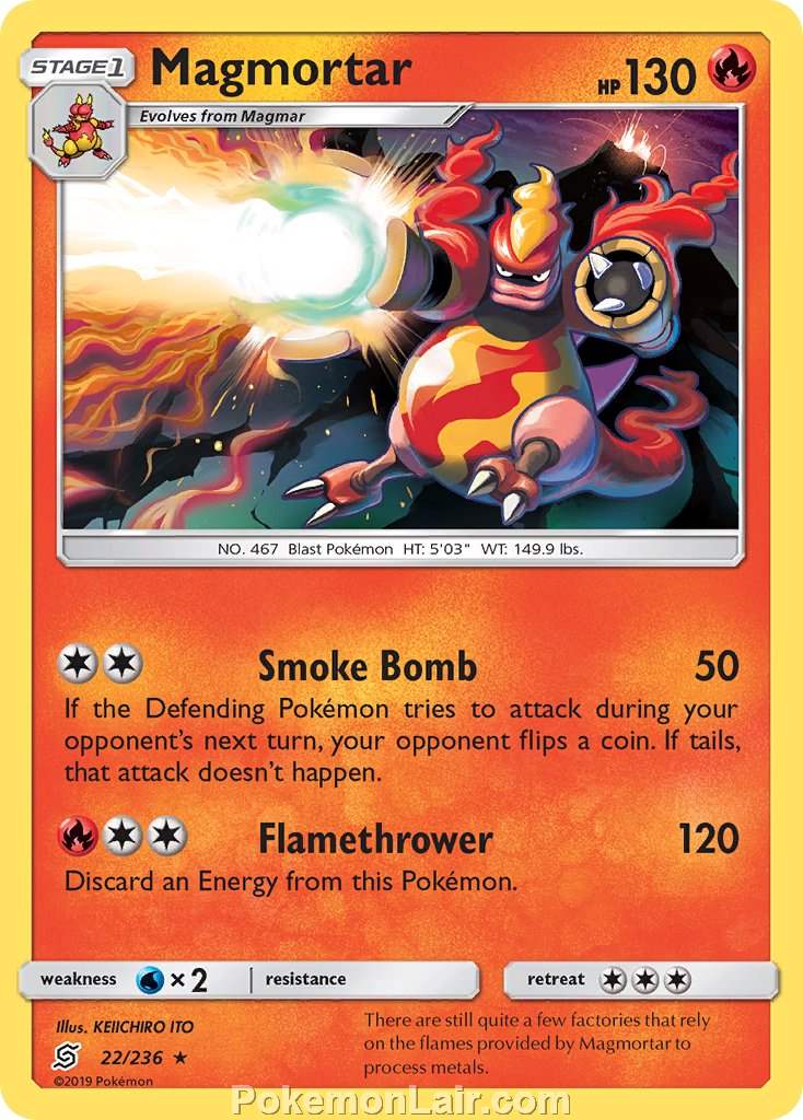 2019 Pokemon Trading Card Game Unified Minds Price List – 22 Magmortar