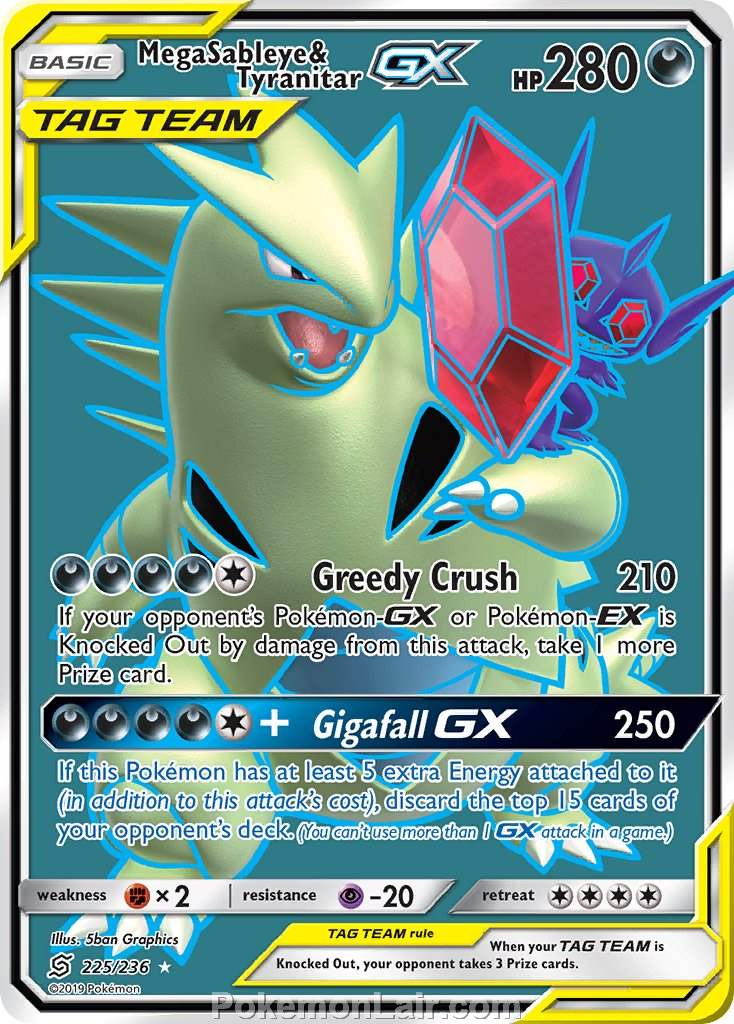 2019 Pokemon Trading Card Game Unified Minds Price List – 225 Mega Sableye Tyranitar GX