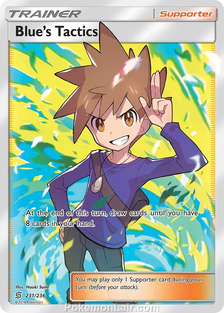2019 Pokemon Trading Card Game Unified Minds Price List – 231 Blues Tactics