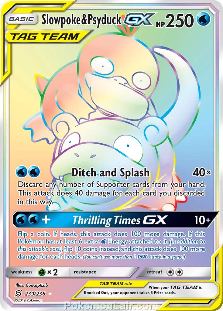 2019 Pokemon Trading Card Game Unified Minds Price List – 239 Slowpoke Psyduck GX