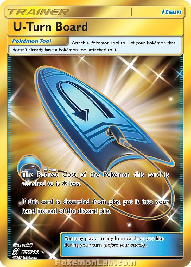 2019 Pokemon Trading Card Game Unified Minds Price List – 255 U Turn Board