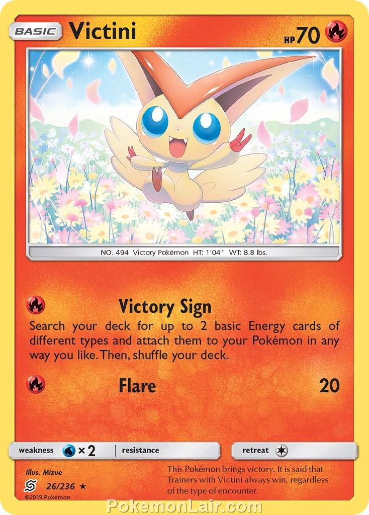 2019 Pokemon Trading Card Game Unified Minds Price List – 26 Victini