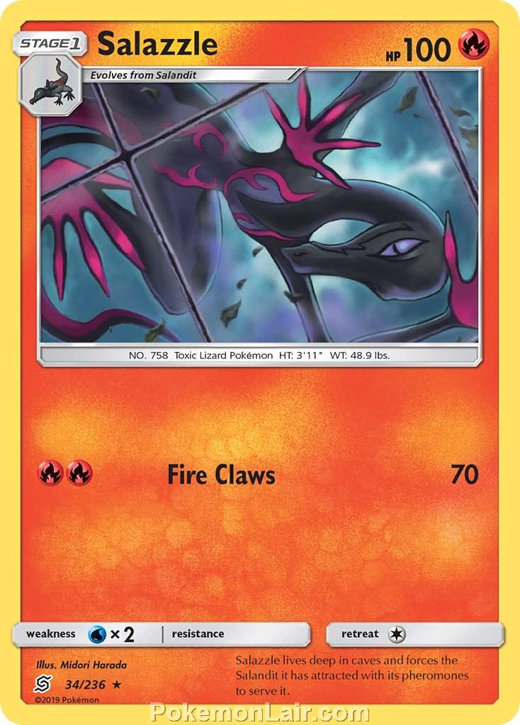 2019 Pokemon Trading Card Game Unified Minds Price List – 34 Salazzle