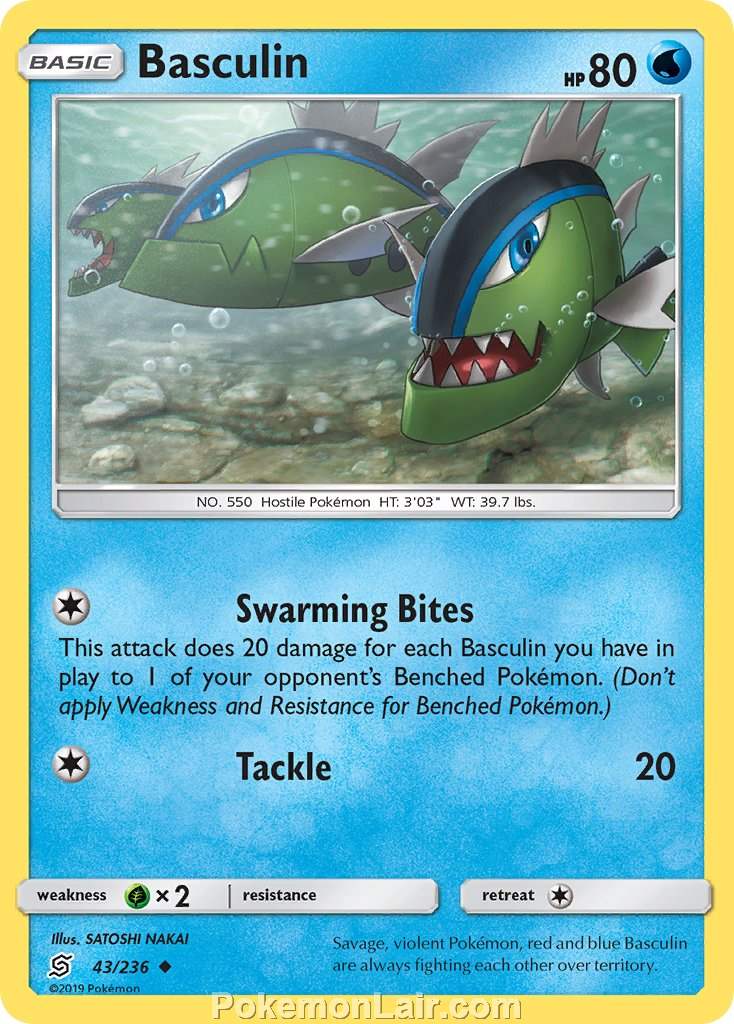 2019 Pokemon Trading Card Game Unified Minds Price List – 43 Basculin
