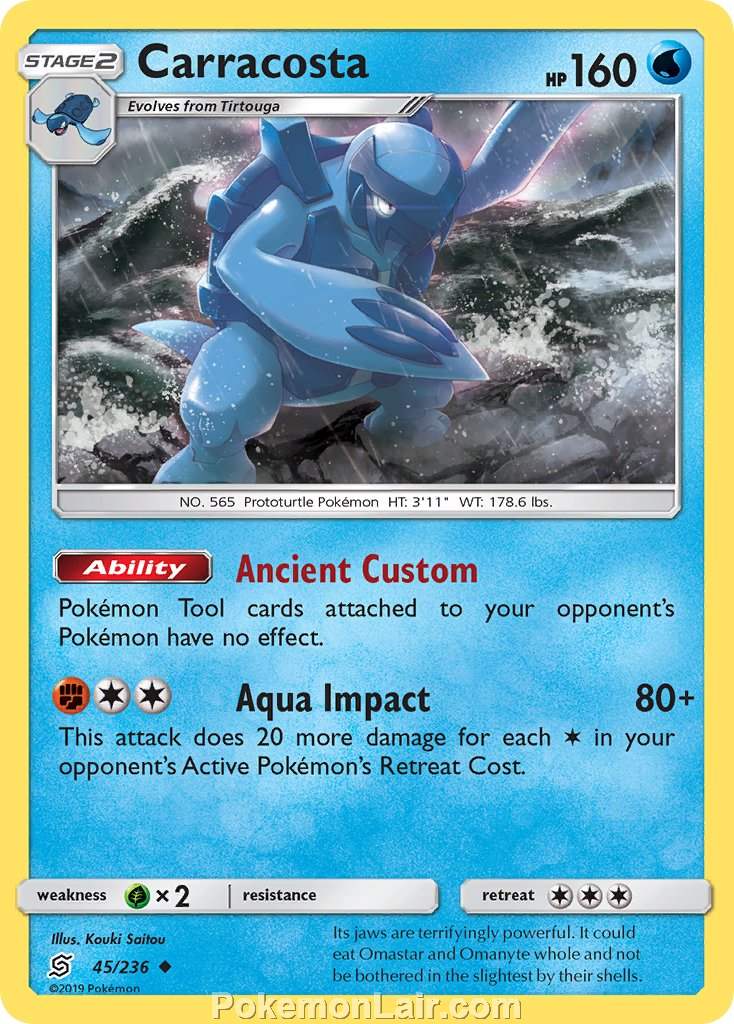 2019 Pokemon Trading Card Game Unified Minds Price List – 45 Carracosta