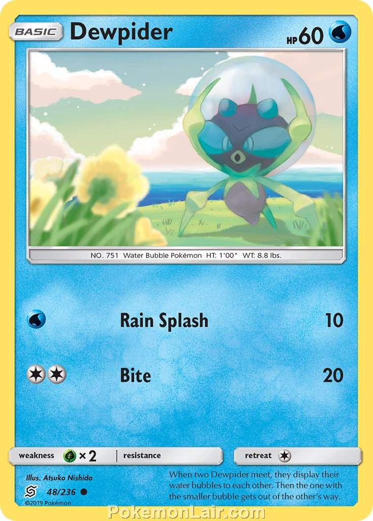 2019 Pokemon Trading Card Game Unified Minds Price List – 48 Dewpider