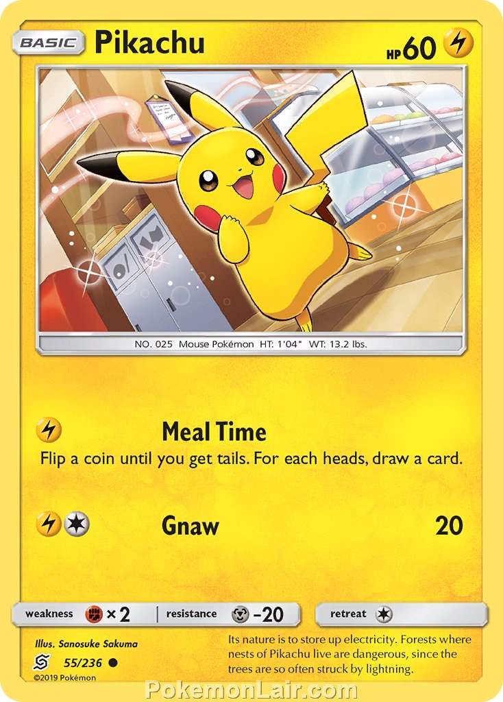 2019 Pokemon Trading Card Game Unified Minds Price List – 55 Pikachu