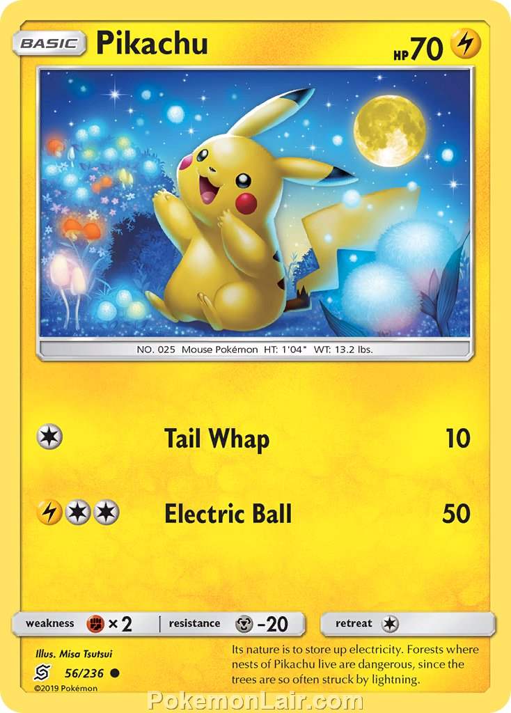 2019 Pokemon Trading Card Game Unified Minds Price List – 56 Pikachu