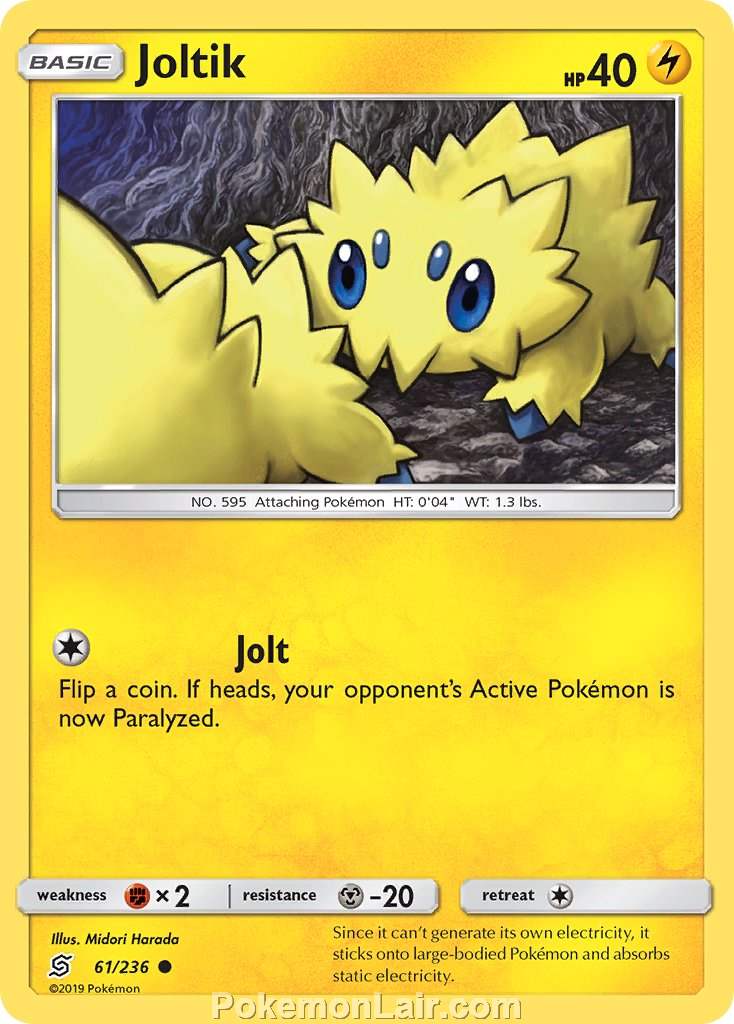 2019 Pokemon Trading Card Game Unified Minds Price List – 61 Joltik