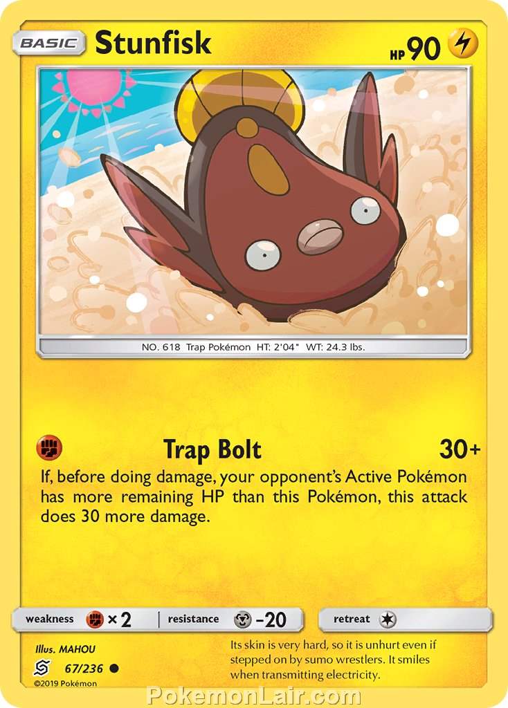 2019 Pokemon Trading Card Game Unified Minds Price List – 67 Stunfisk