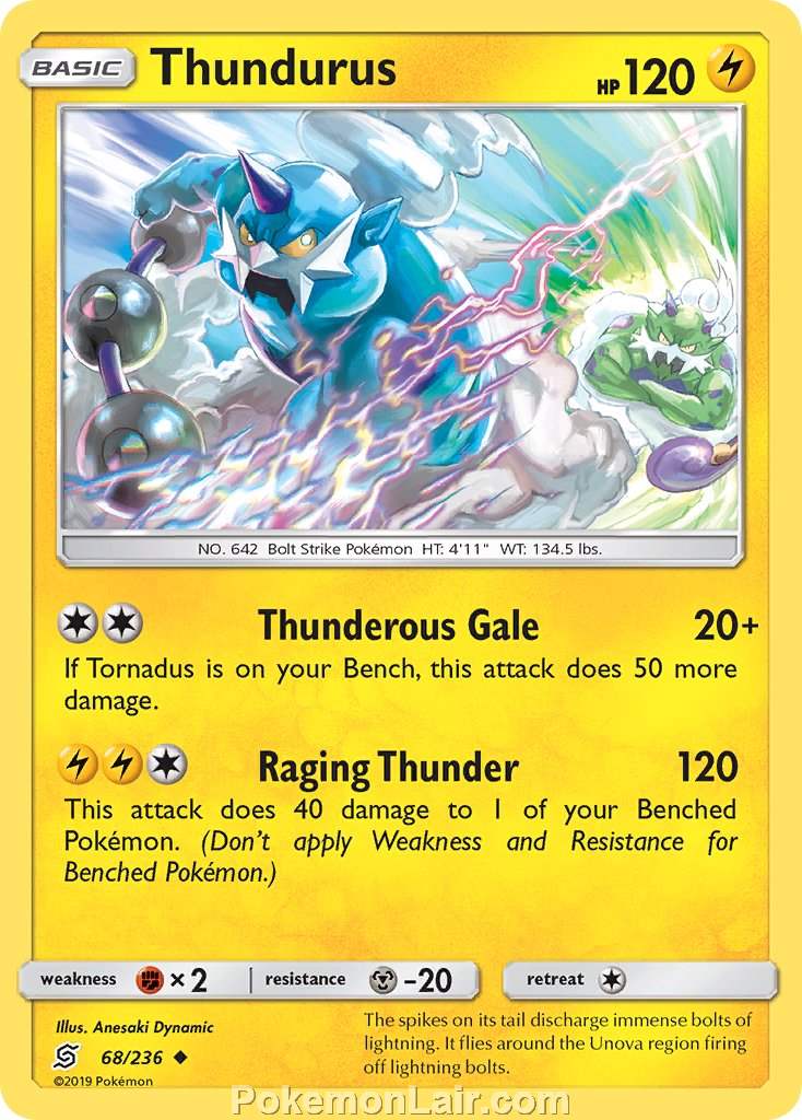 2019 Pokemon Trading Card Game Unified Minds Price List – 68 Thundurus