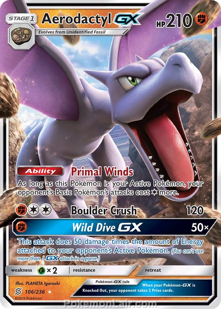 2019 Pokemon Trading Card Game Unified Minds Set – 106 Aerodactyl GX