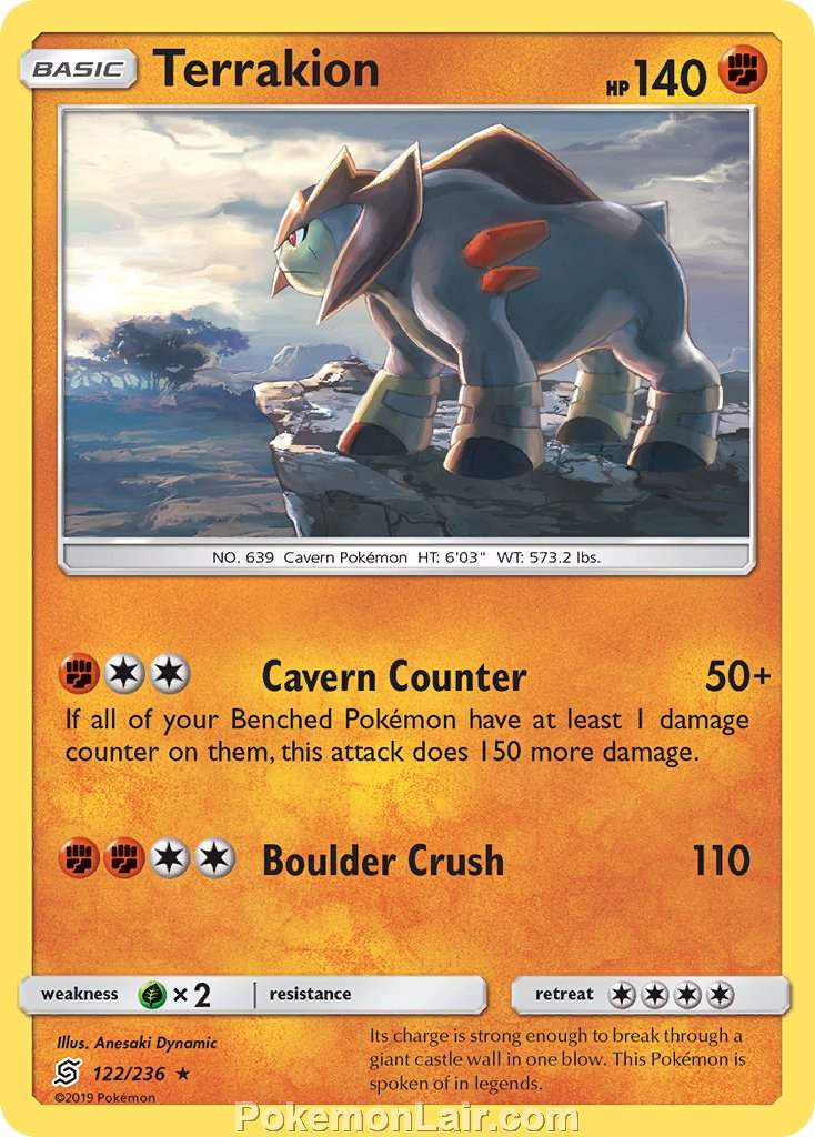 2019 Pokemon Trading Card Game Unified Minds Set – 122 Terrakion