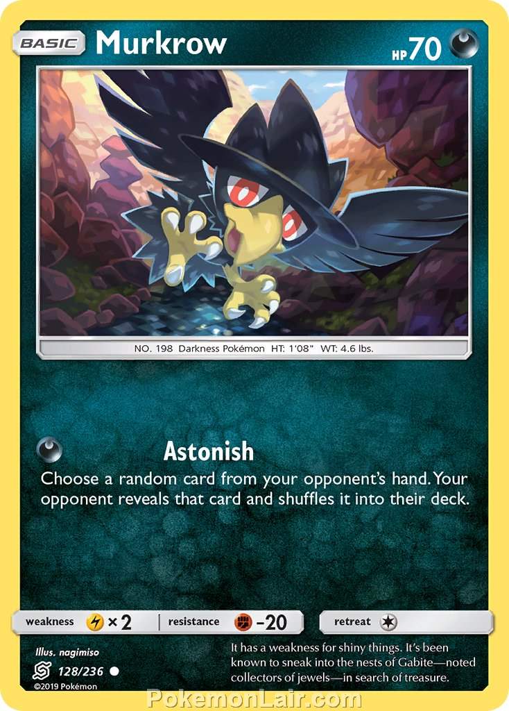 2019 Pokemon Trading Card Game Unified Minds Set – 128 Murkrow