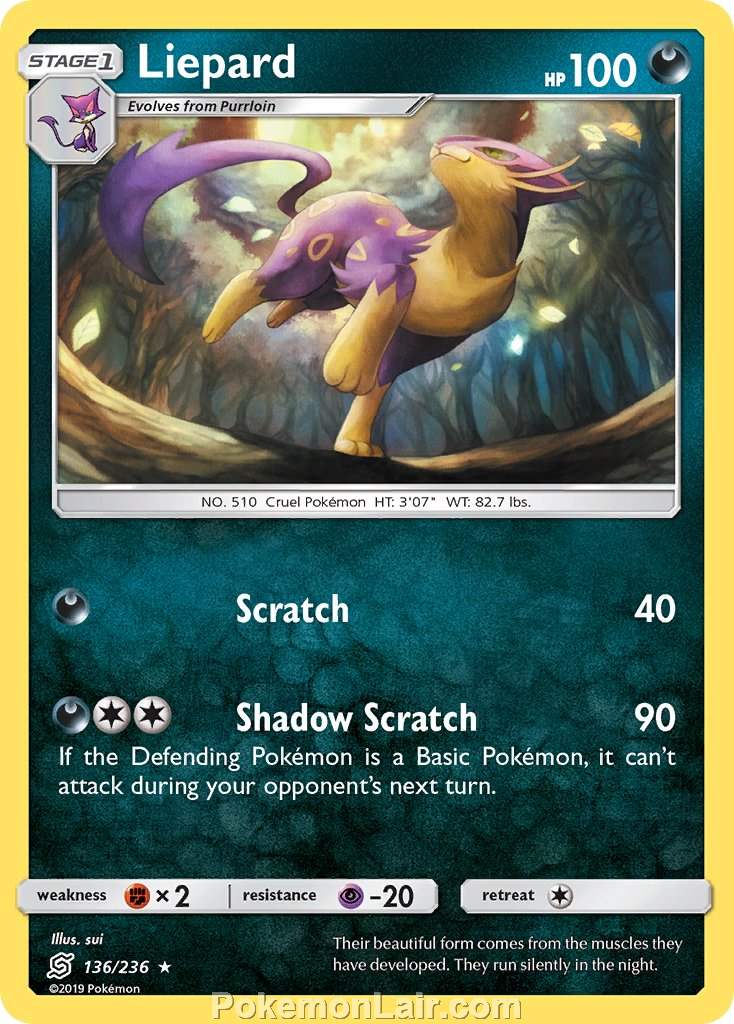 2019 Pokemon Trading Card Game Unified Minds Set – 136 Liepard