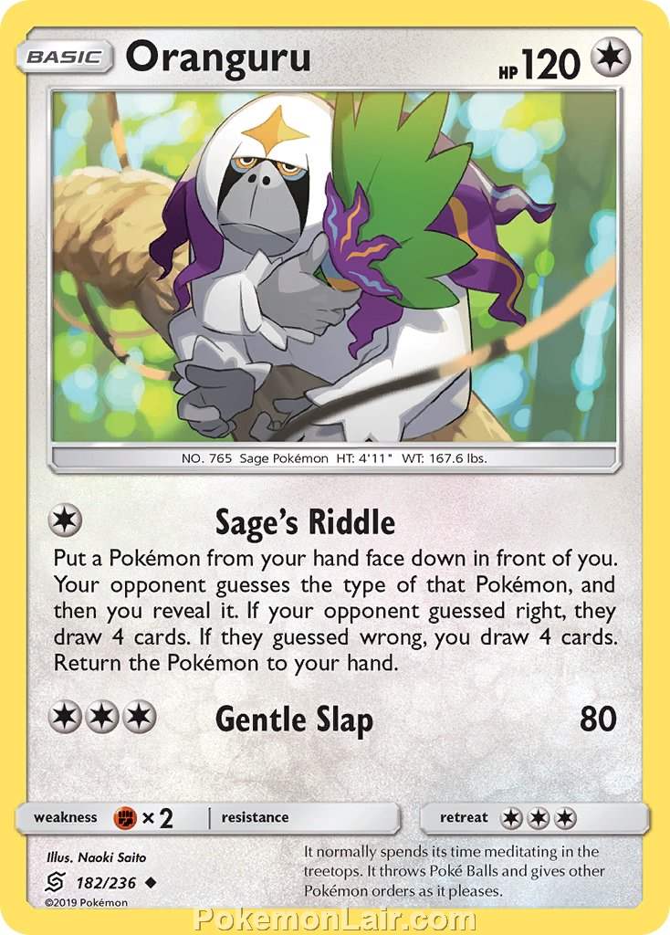 2019 Pokemon Trading Card Game Unified Minds Set – 182 Oranguru
