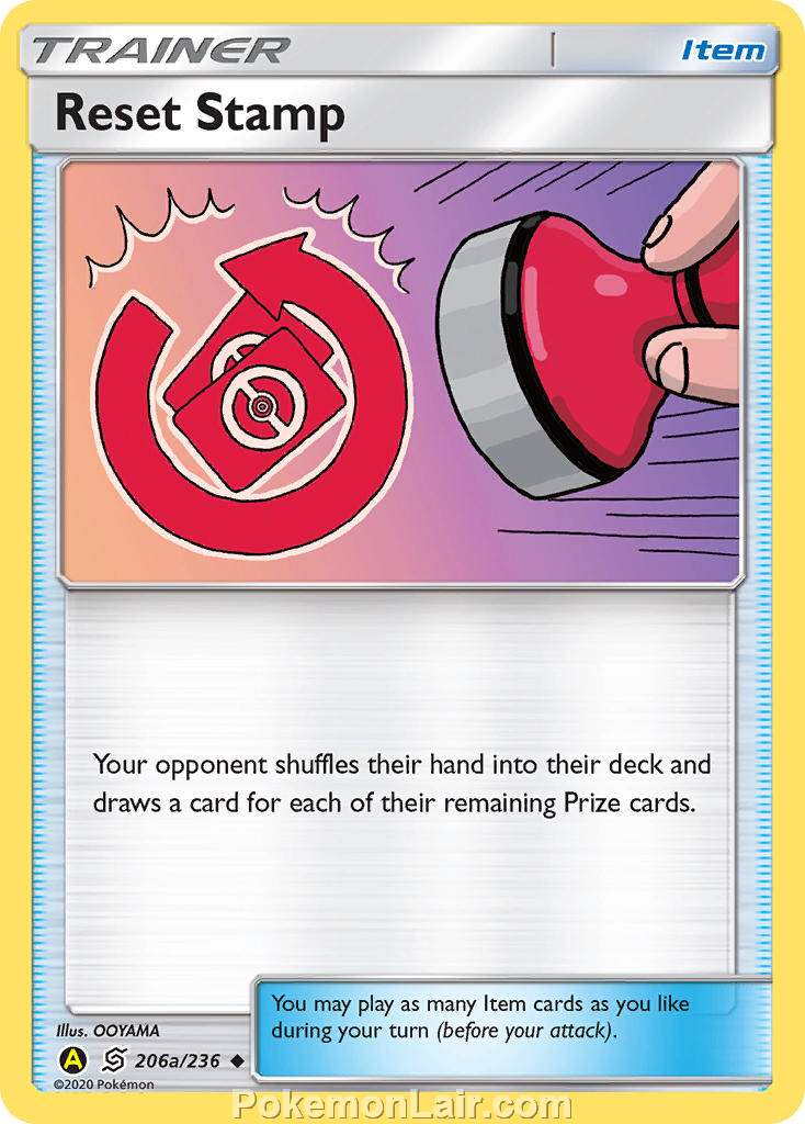 2019 Pokemon Trading Card Game Unified Minds Set – 206a Reset Stamp
