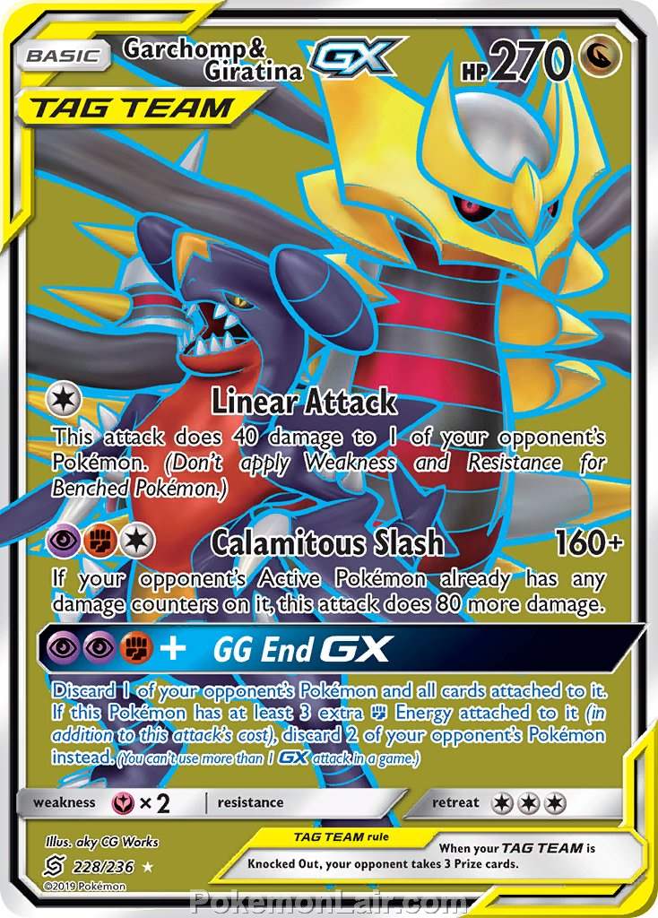 2019 Pokemon Trading Card Game Unified Minds Set – 228 Garchomp Giratina GX