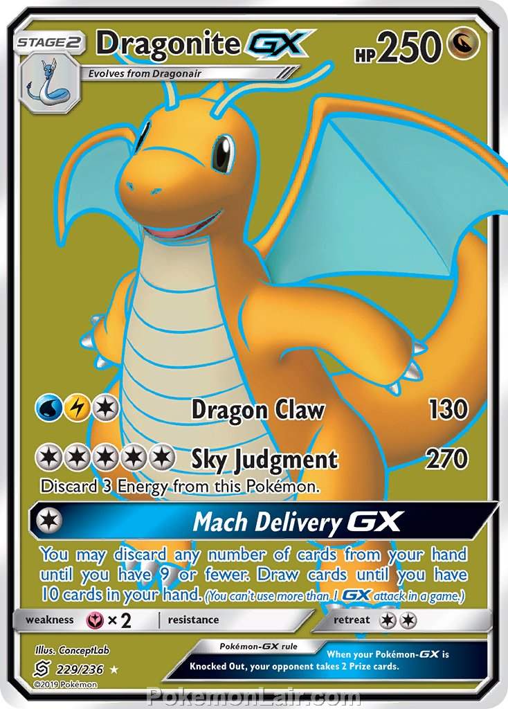 2019 Pokemon Trading Card Game Unified Minds Set – 229 Dragonite GX