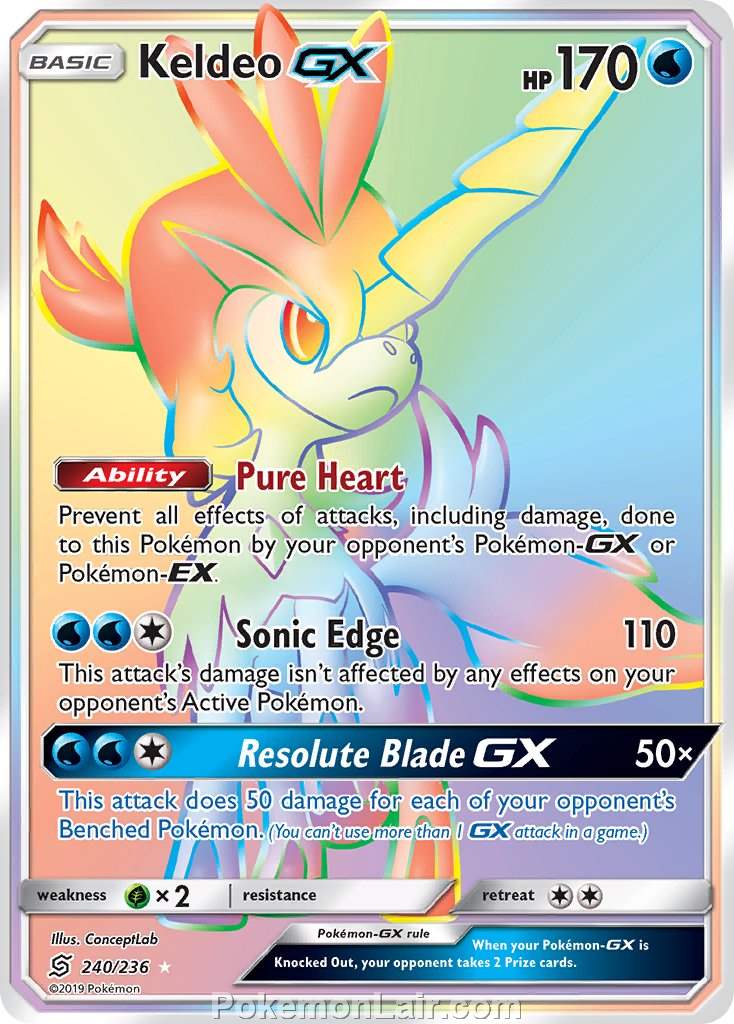 2019 Pokemon Trading Card Game Unified Minds Set – 240 Keldeo GX