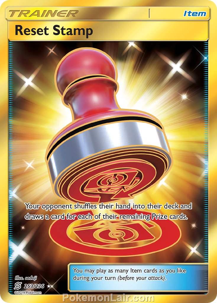 2019 Pokemon Trading Card Game Unified Minds Set – 253 Reset Stamp