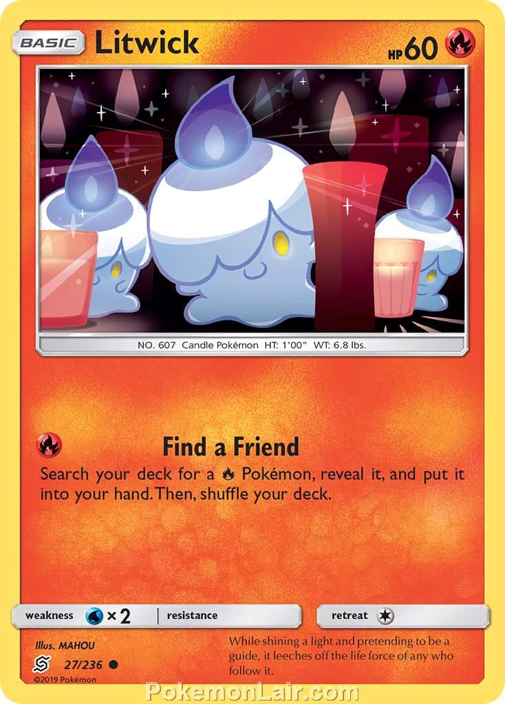 2019 Pokemon Trading Card Game Unified Minds Set – 27 Litwick
