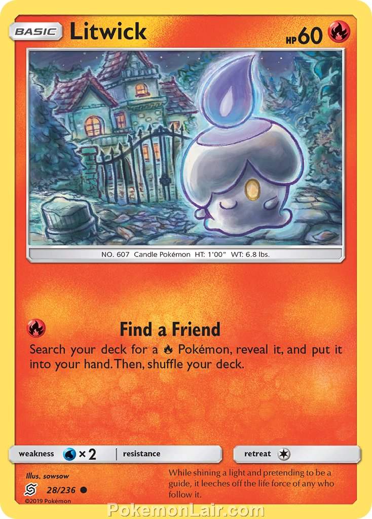 2019 Pokemon Trading Card Game Unified Minds Set – 28 Litwick