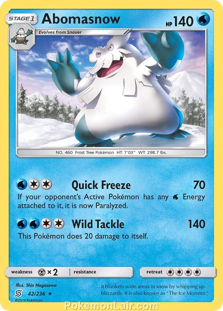 2019 Pokemon Trading Card Game Unified Minds Set – 42 Abomasnow