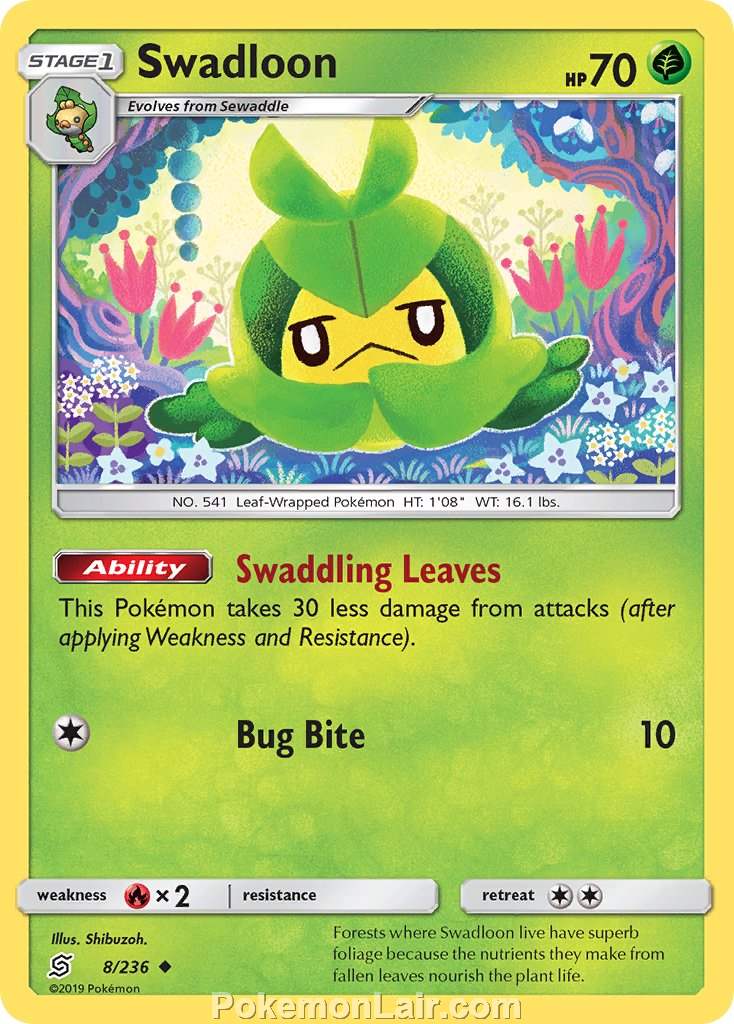 2019 Pokemon Trading Card Game Unified Minds Set – 8 Swadloon